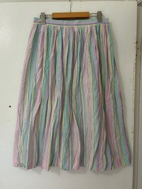 Vintage A-line Striped Skirt Pastel